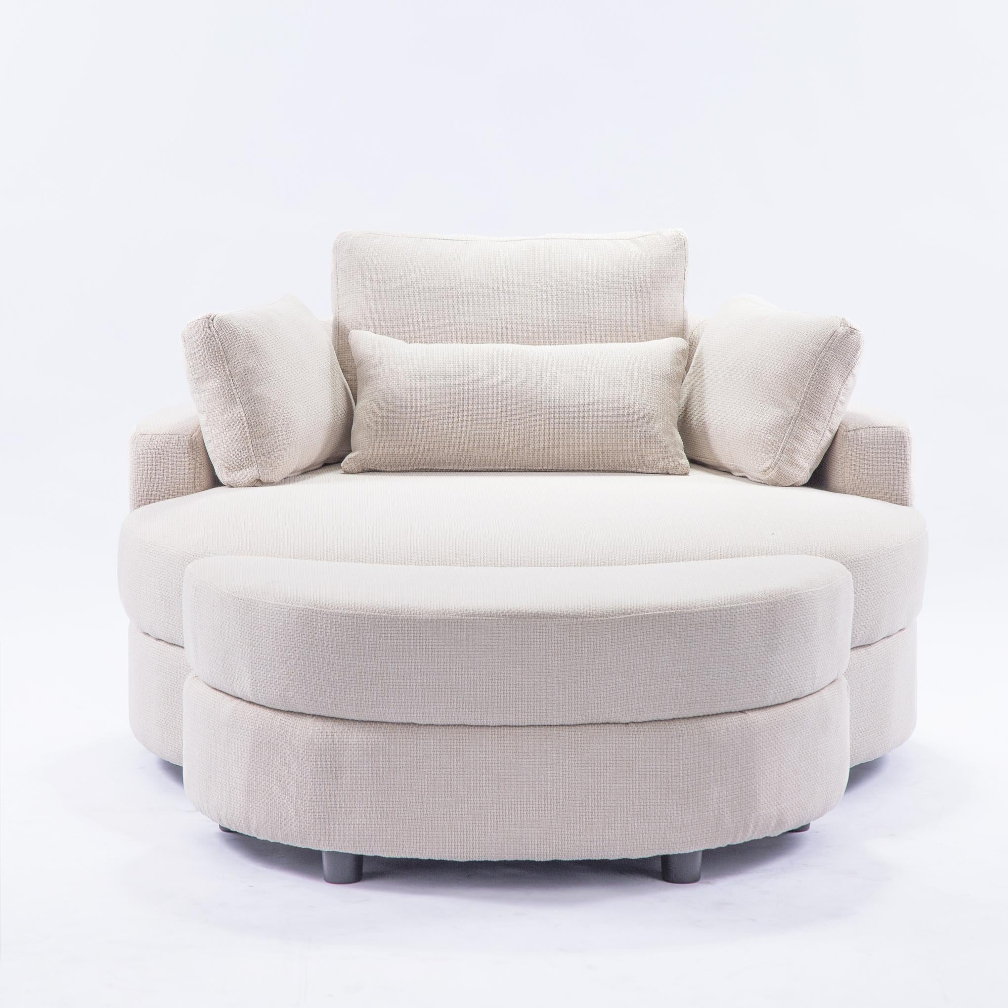 Large round chair with storage linen fabric