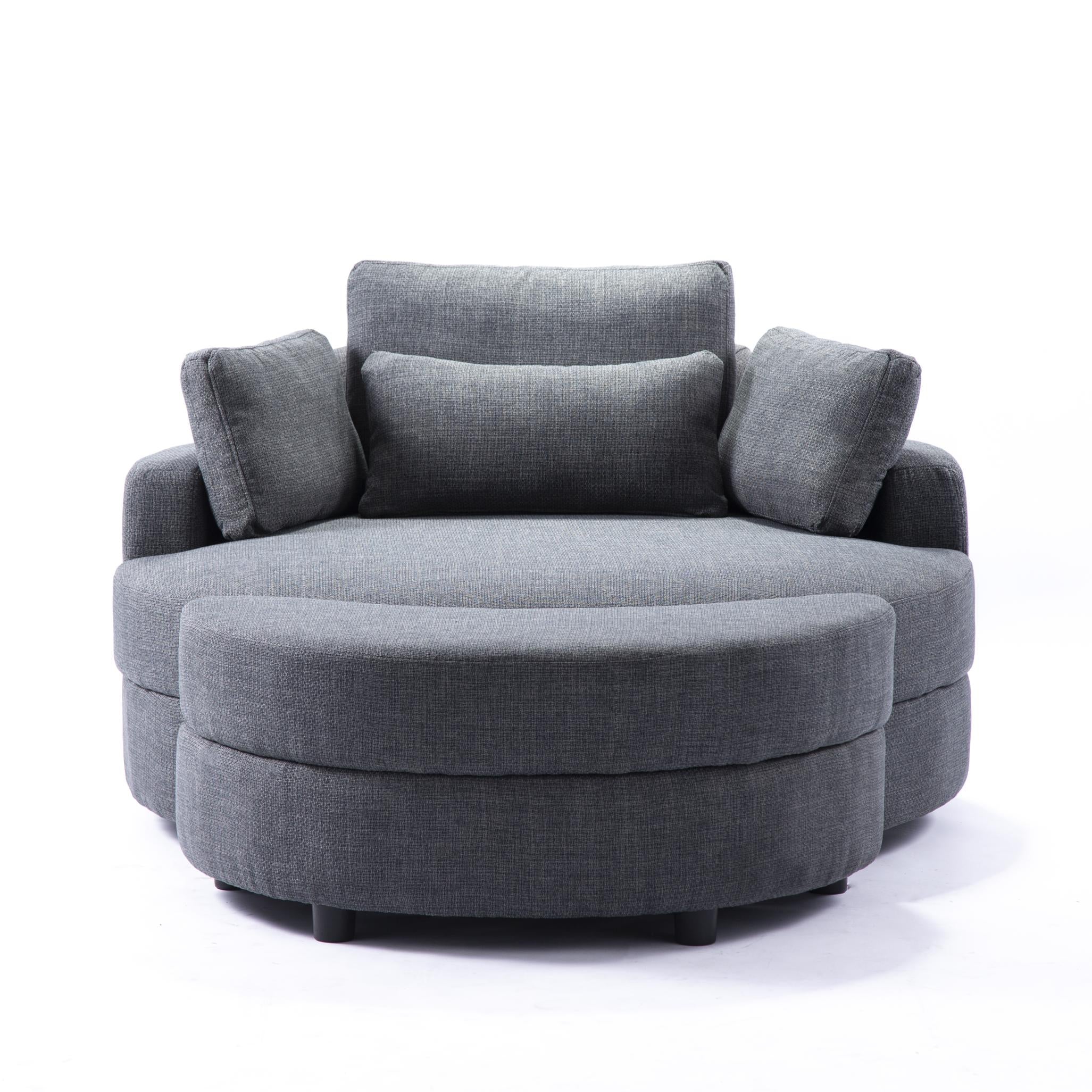 Large round chair with storage linen fabric