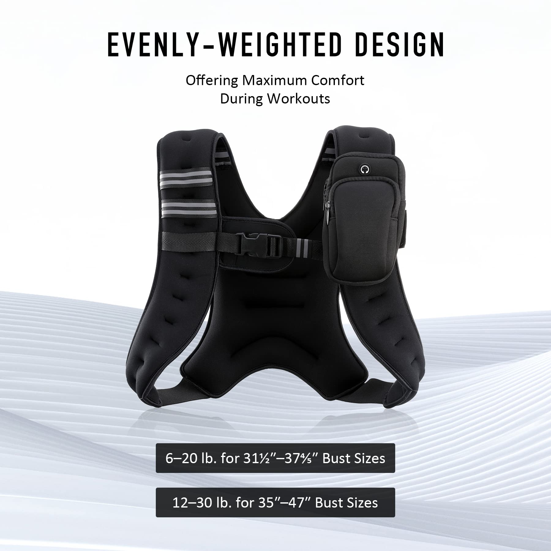 ZELUS Weighted Vest 12lb Weight Vest with Reflective Stripe for Workout, Strength Training, Running, Fitness, Muscle Building, Weight Loss, Weightlifting