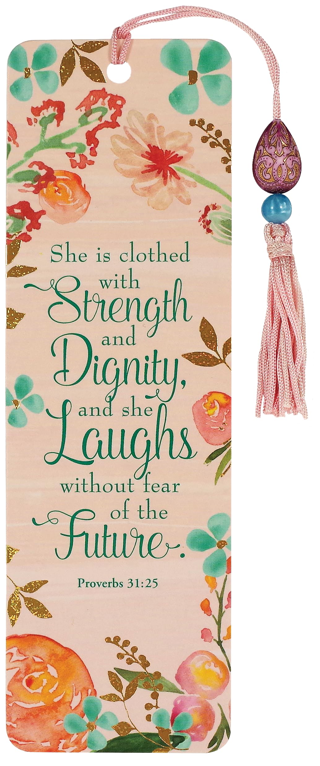 She is Clothed with Strength and Dignity Beaded Bookmark