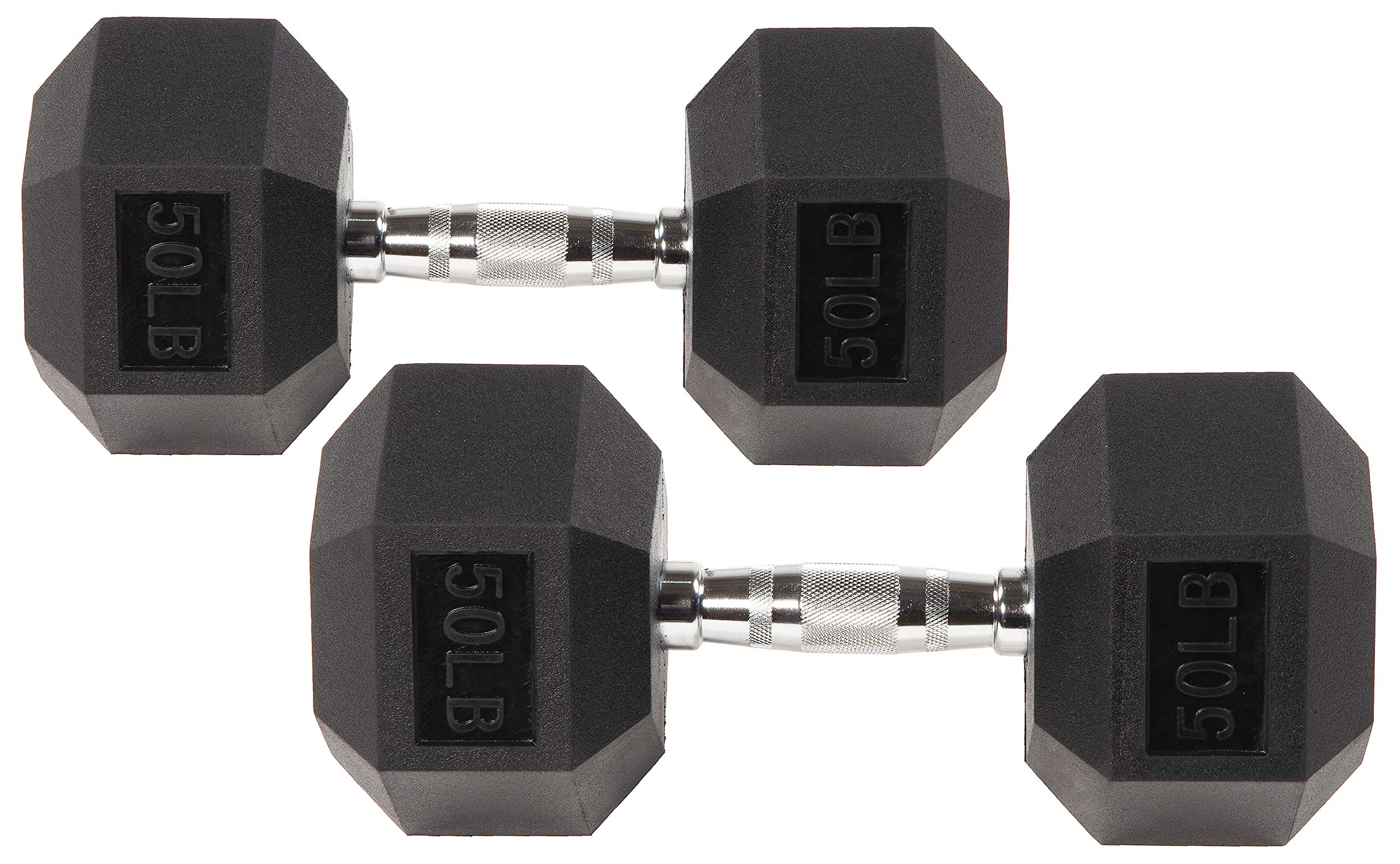 Balancefrom Rubber Encased Hex Dumbbells, 50LB, Pair