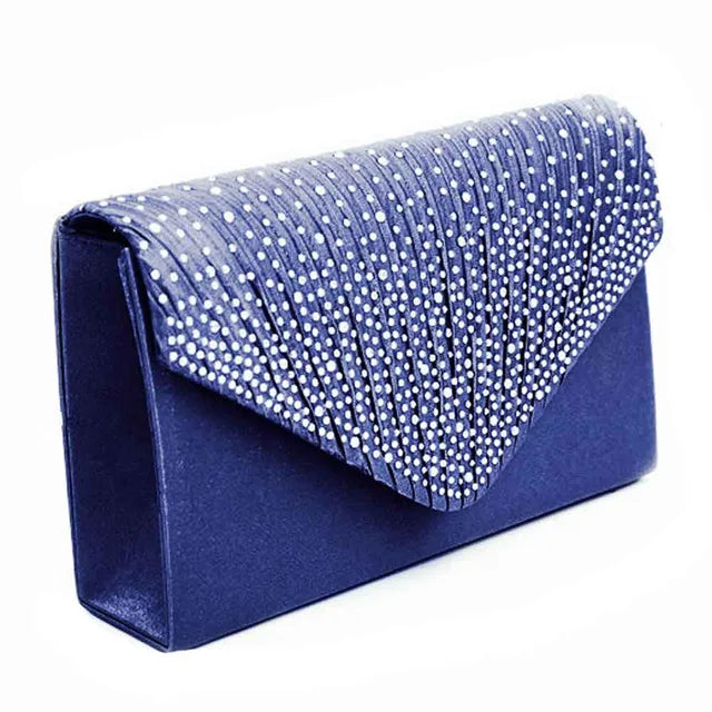 Ladies Satin Clutches Evening Bags Crystal Bling Handbags Wedding Party Purse Envelope Fashion Womens Bags Wallet Clutch Bag Hot