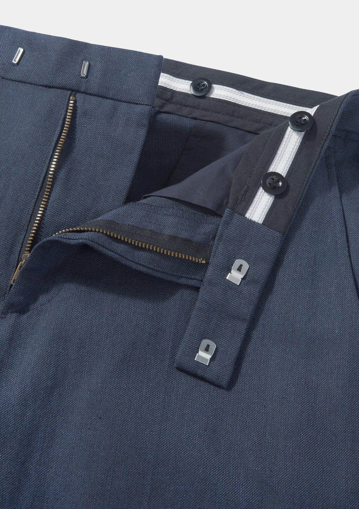 Navy Cotton Linen Formal Trousers