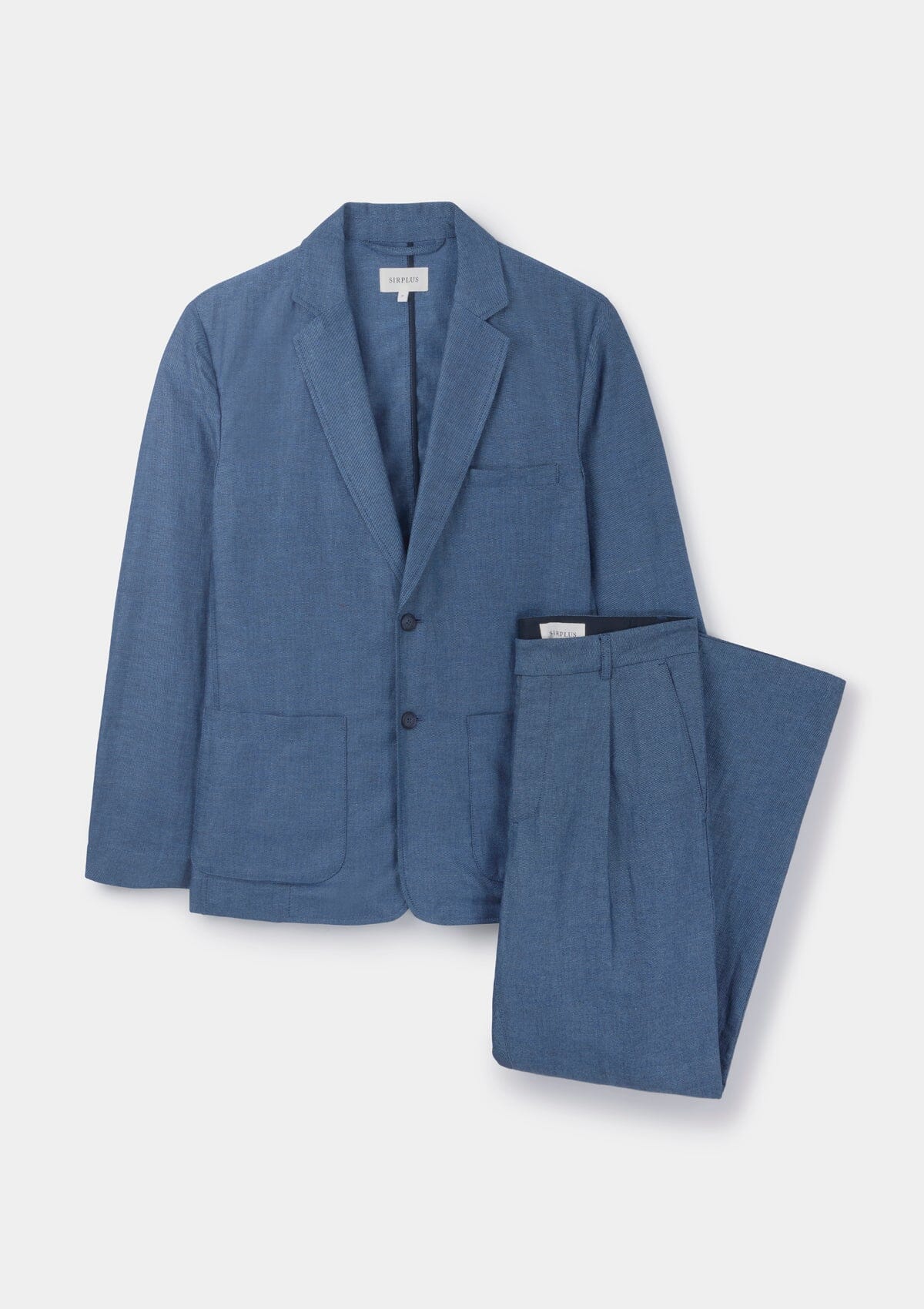 Steel Blue Cotton Linen Blazer
