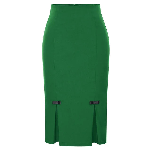 Fashion Women Lady Bow-Knot Hips-Wrapped Bodycon Slim Basic Tube Pencil Skirt