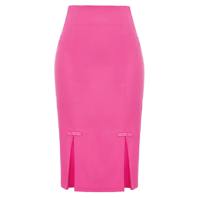 Fashion Women Lady Bow-Knot Hips-Wrapped Bodycon Slim Basic Tube Pencil Skirt