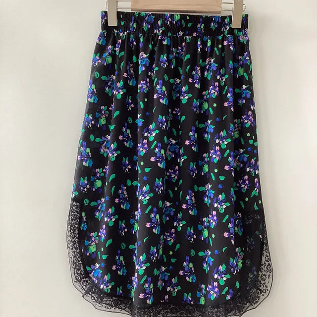 Women Slit Skirt Silk Letter Floral Print Elastic Waist Ladies Midi Jupe or Camis Spring Summer 2023