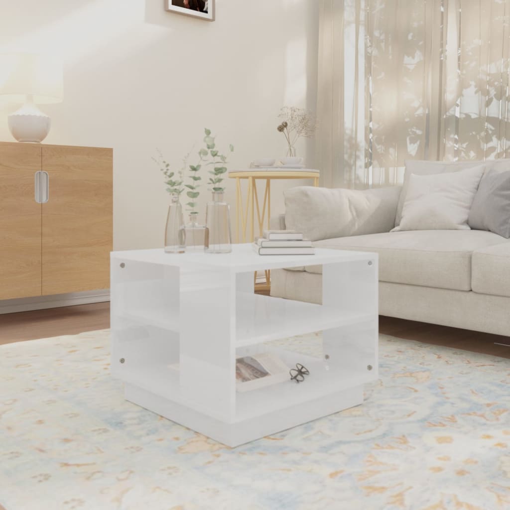 vidaXL Coffee Table High Gloss White 55x55x43 cm Engineered Wood