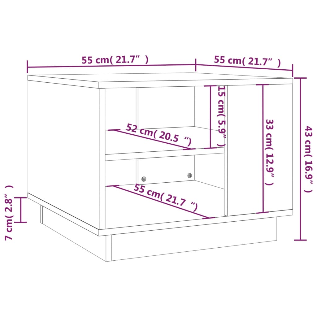 vidaXL Coffee Table High Gloss White 55x55x43 cm Engineered Wood