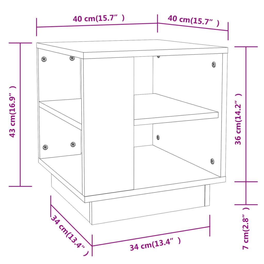 vidaXL Coffee Table Grey Sonoma 40x40x43 cm Engineered Wood