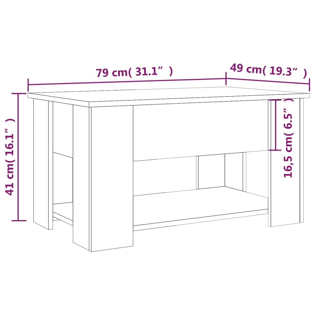 vidaXL Coffee Table White 79x49x41 cm Engineered Wood