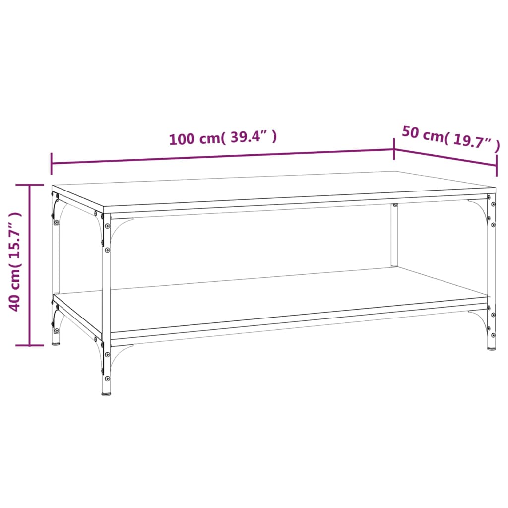 vidaXL Coffee Table Brown Oak 100x50x40 cm Engineered Wood