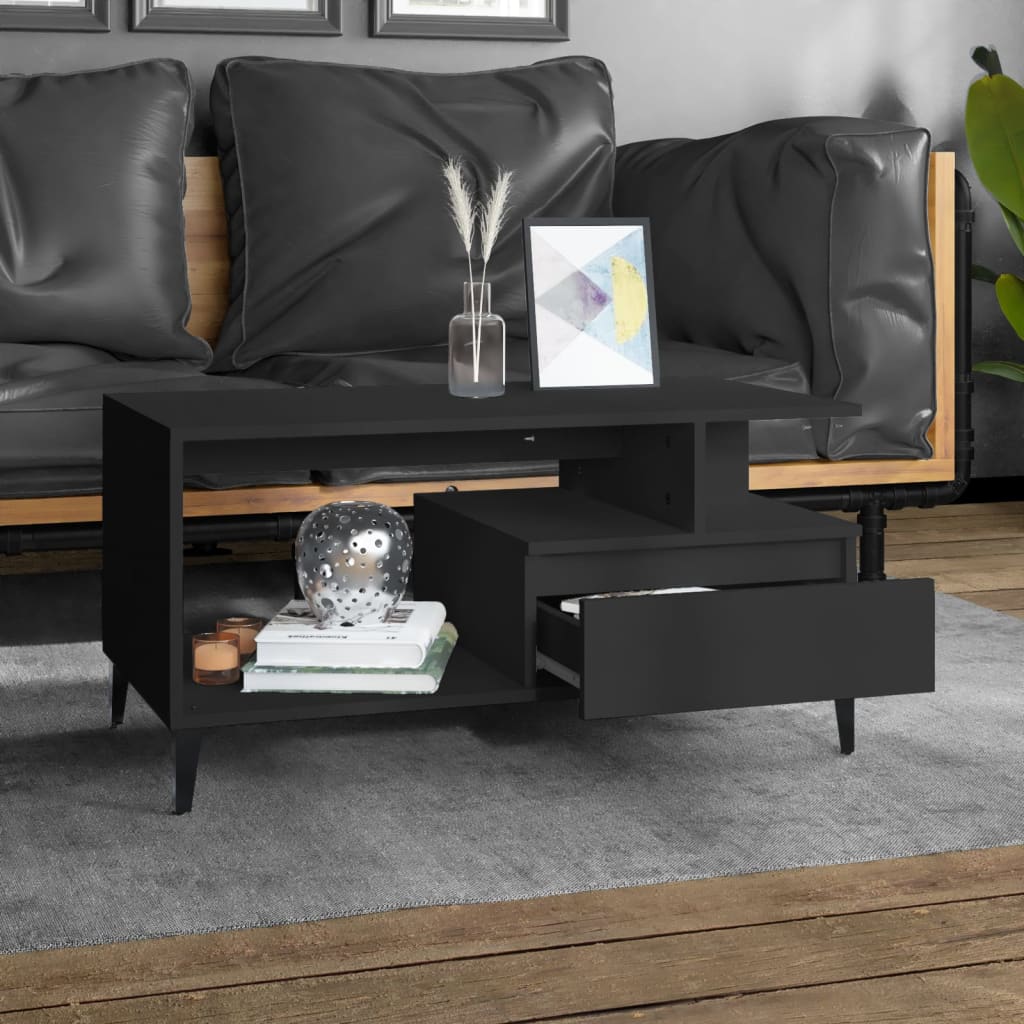 vidaXL Coffee Table  Black 90x49x45 cm Engineered Wood