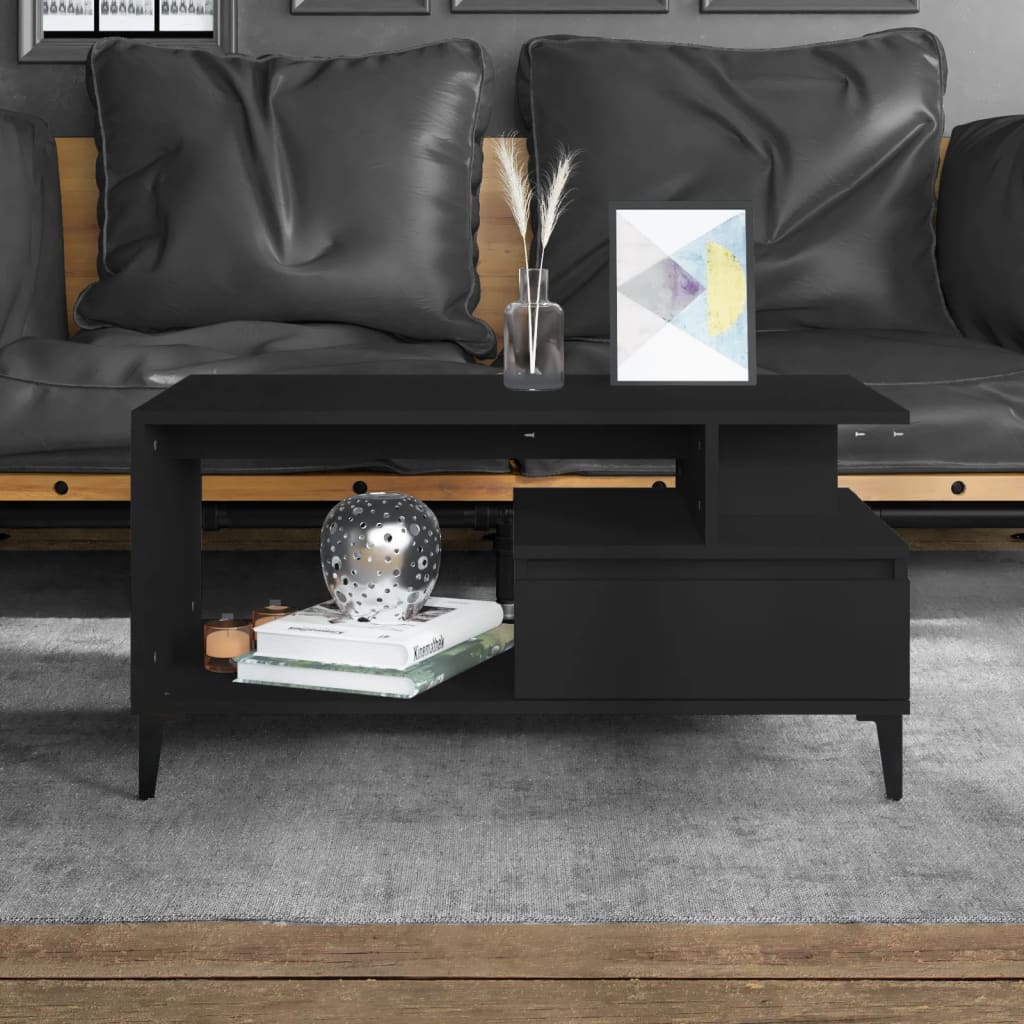 vidaXL Coffee Table  Black 90x49x45 cm Engineered Wood