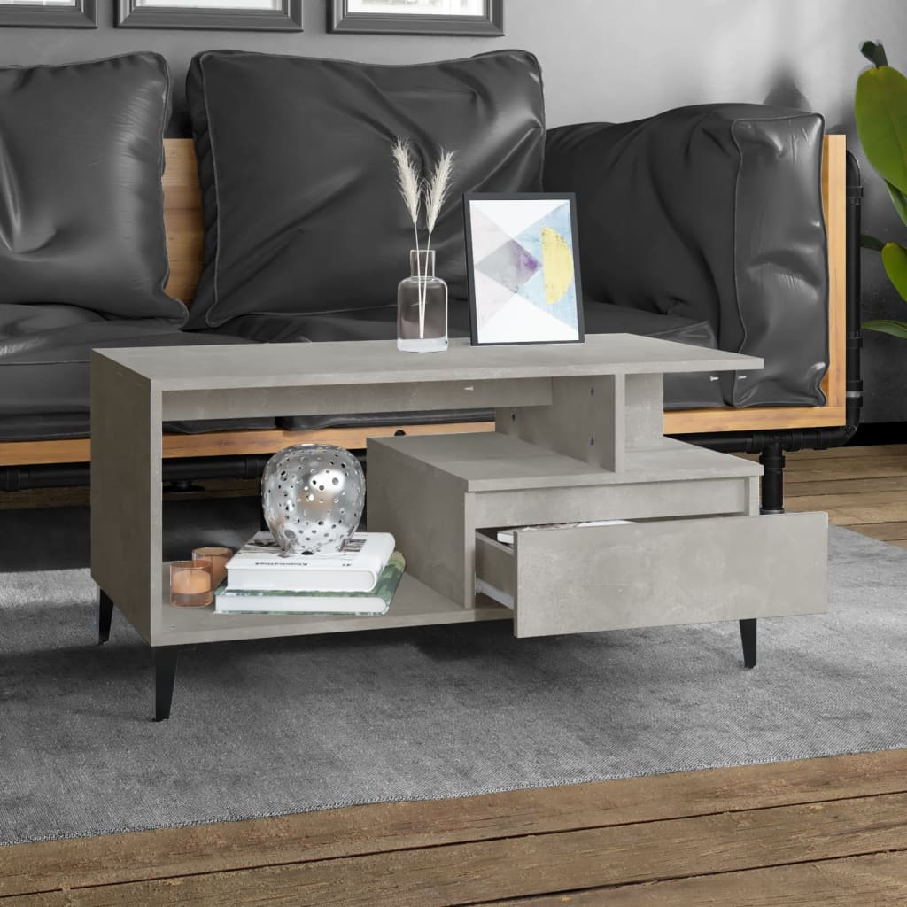 vidaXL Coffee Table  Concrete Grey 90x49x45 cm Engineered Wood