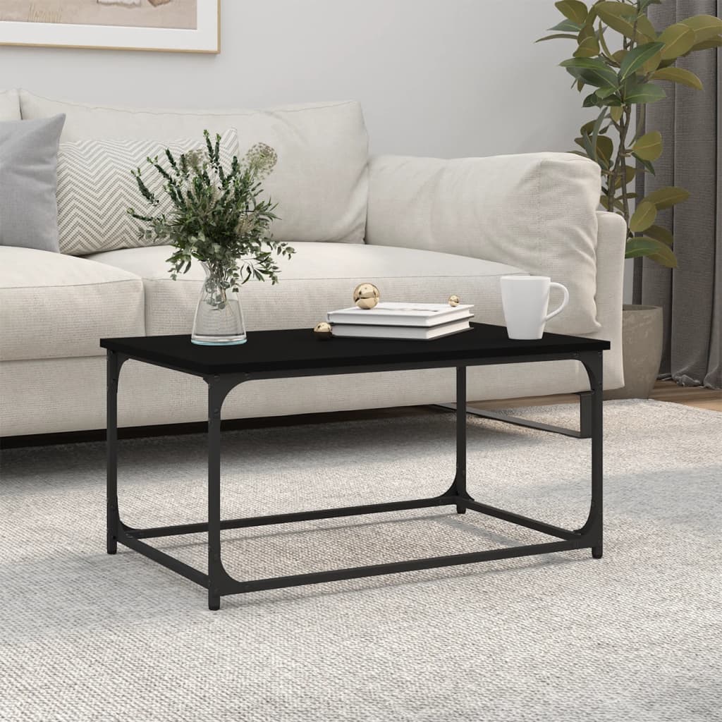 vidaXL Coffee Table Black 80x50x40 cm Engineered Wood and Iron