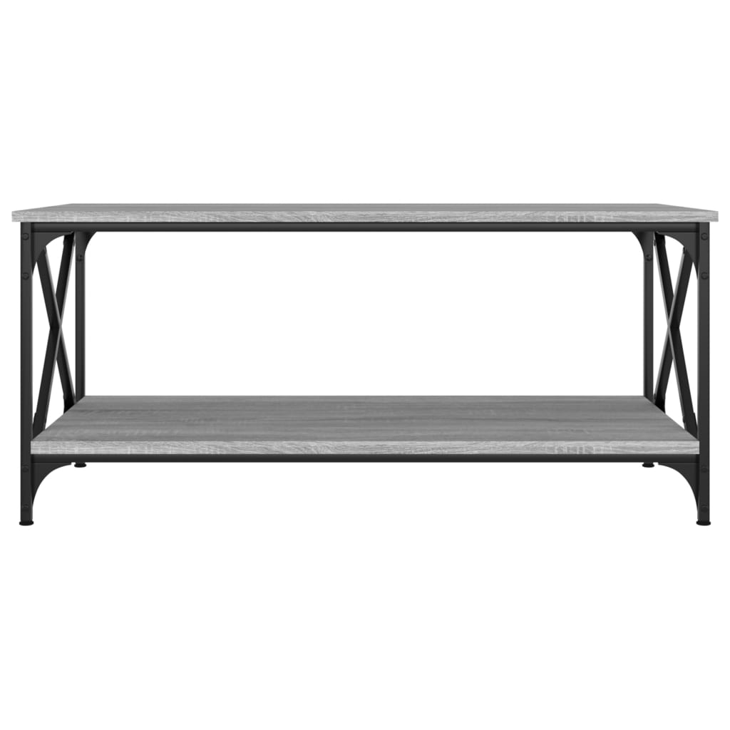 vidaXL Coffee Table Grey Sonoma 100x50x45 cm Engineered Wood and Iron