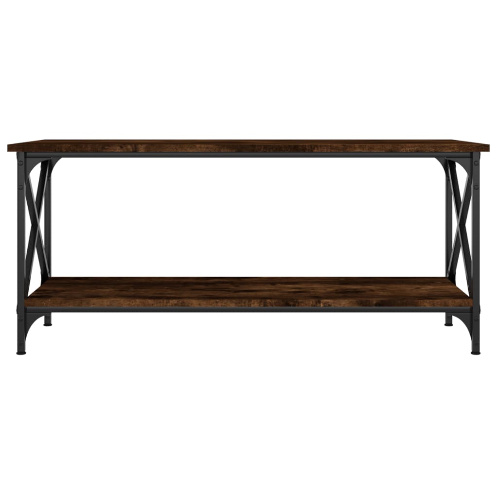 vidaXL Coffee Table Smoked Oak 100x45x45 cm Engineered Wood and Iron