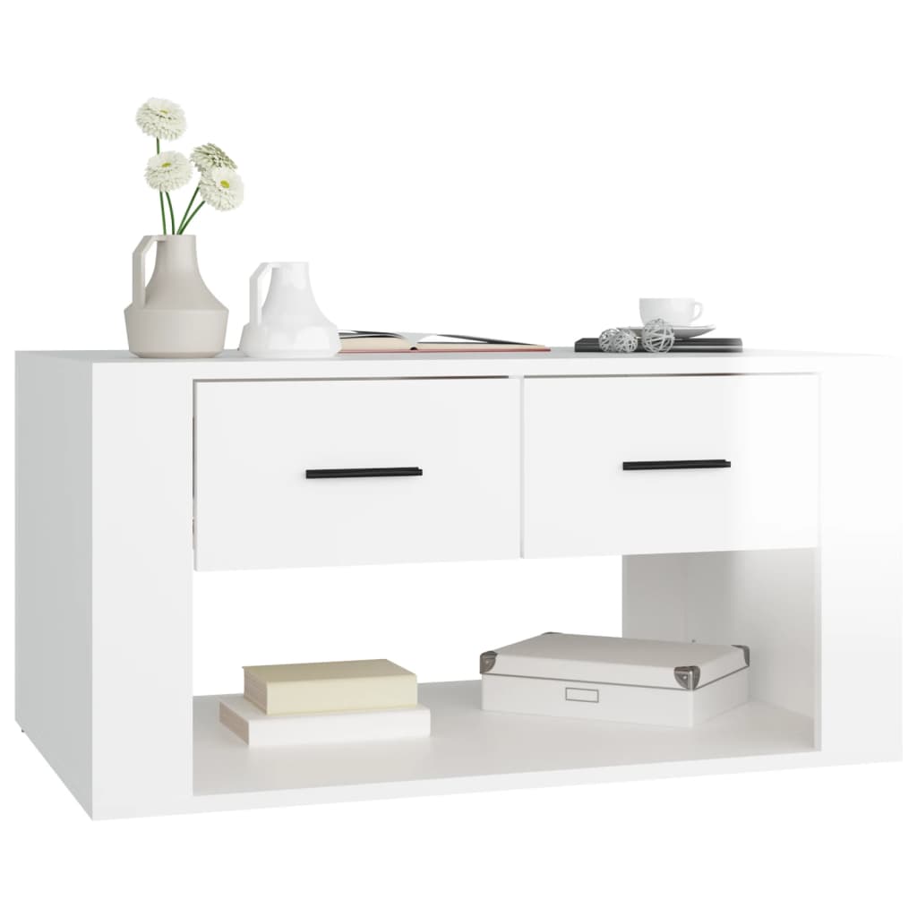 vidaXL Coffee Table High Gloss White 80x50x40 cm Engineered Wood