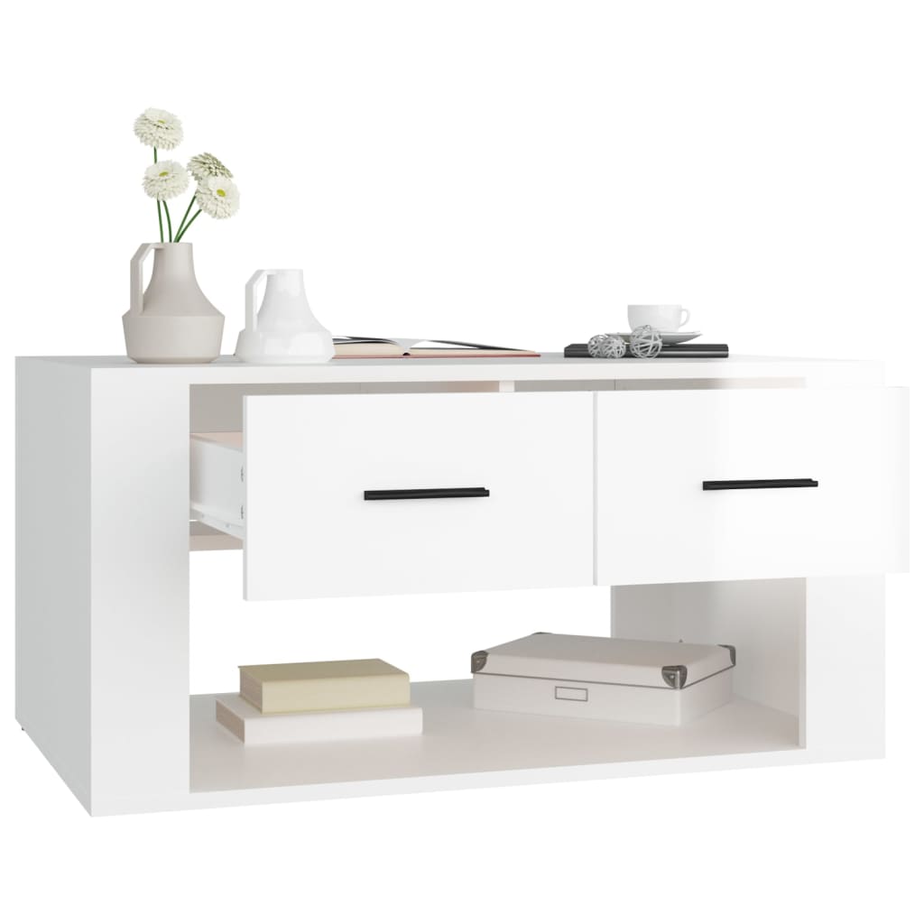 vidaXL Coffee Table High Gloss White 80x50x40 cm Engineered Wood