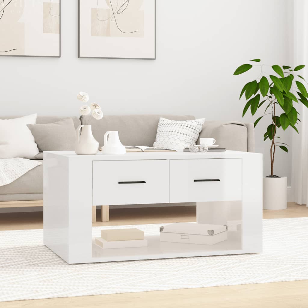 vidaXL Coffee Table High Gloss White 80x50x40 cm Engineered Wood