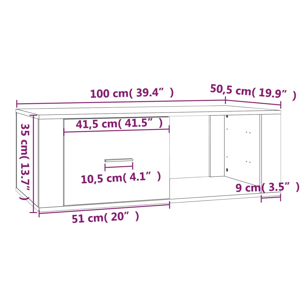 vidaXL Coffee Table Smoked Oak 100x50.5x35 cm Engineered Wood