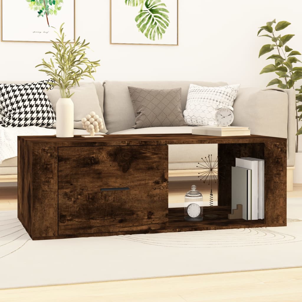 vidaXL Coffee Table Smoked Oak 100x50.5x35 cm Engineered Wood