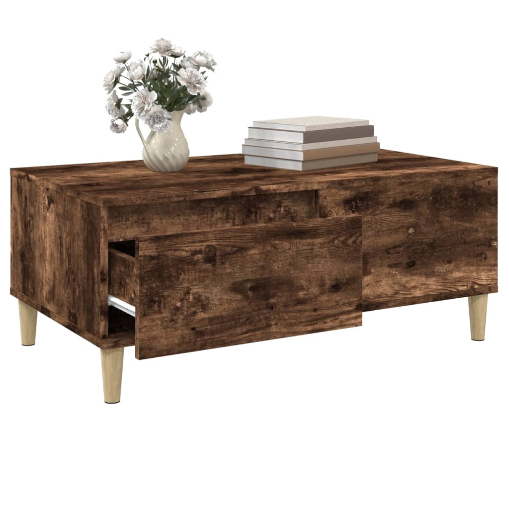 vidaXL Coffee Table Smoked Oak 90x50x36.5 cm Engineered Wood