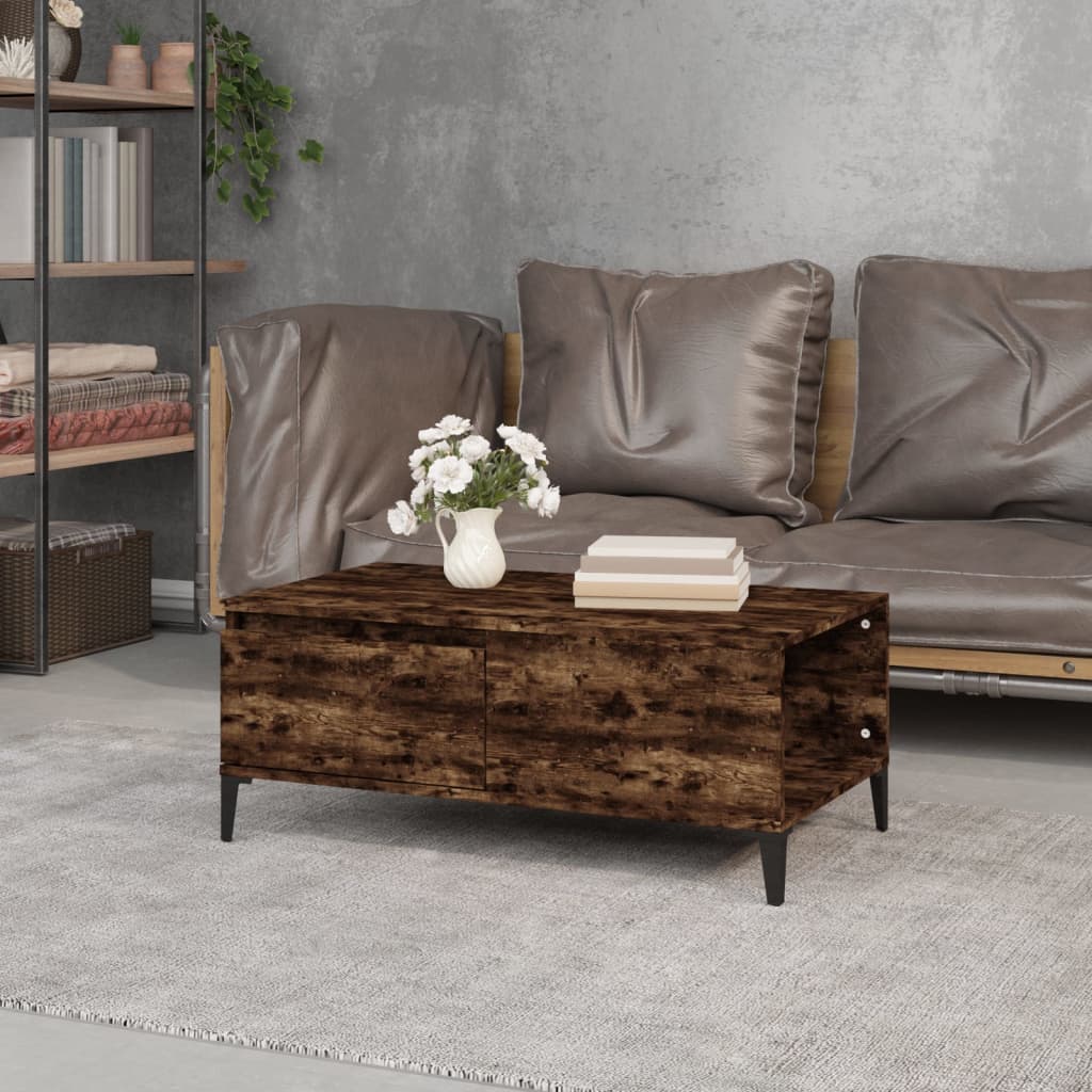 vidaXL Coffee Table Smoked Oak 90x50x36.5 cm Engineered Wood