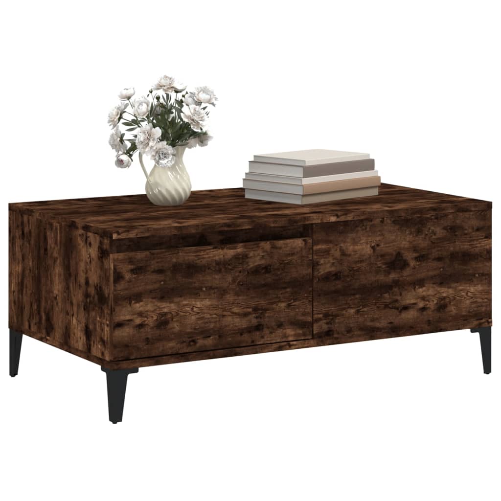 vidaXL Coffee Table Smoked Oak 90x50x36.5 cm Engineered Wood