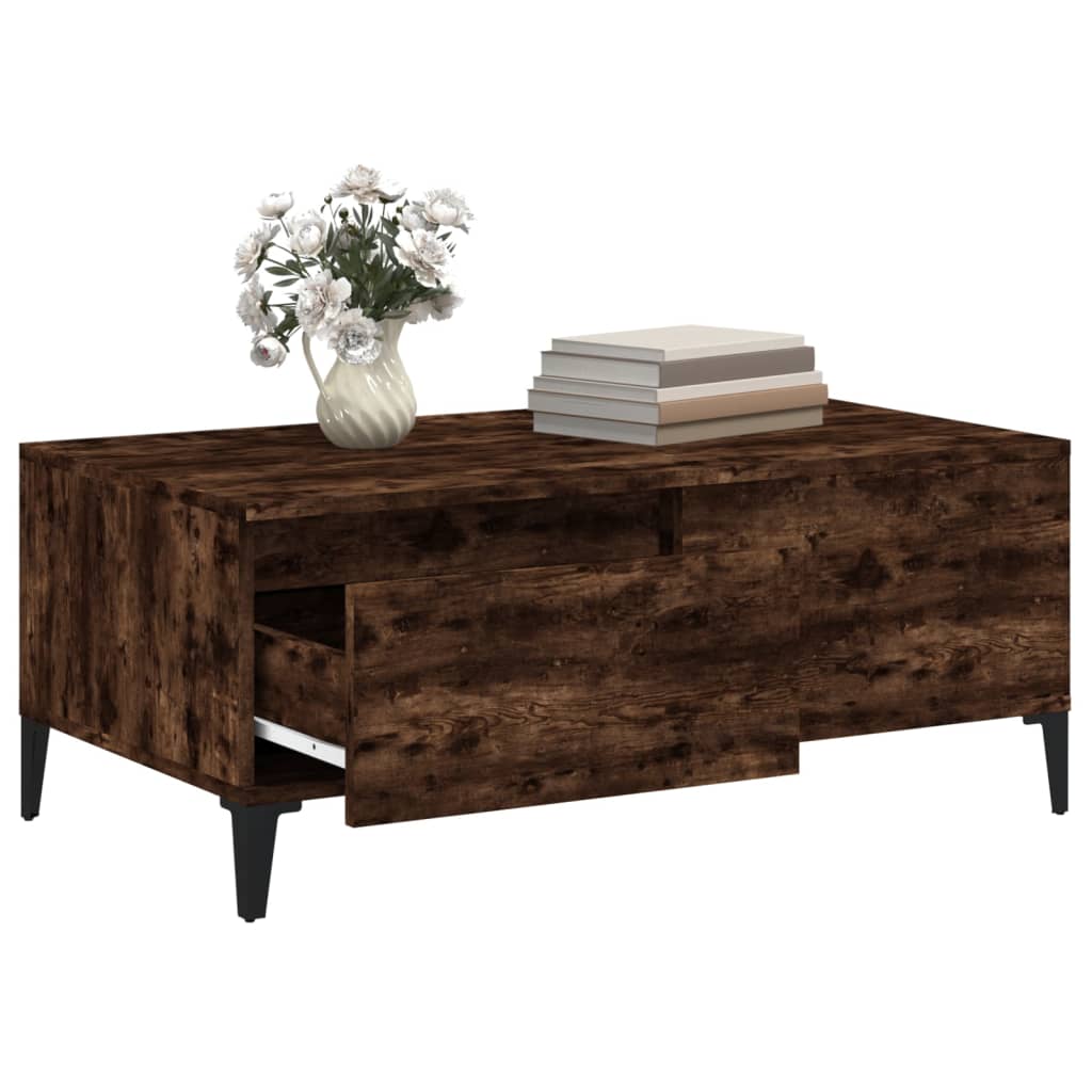 vidaXL Coffee Table Smoked Oak 90x50x36.5 cm Engineered Wood