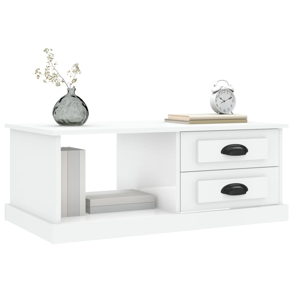 vidaXL Coffee Table High Gloss White 90x50x35 cm Engineered Wood