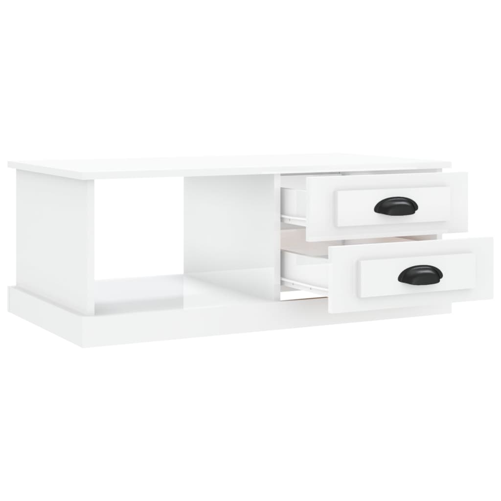 vidaXL Coffee Table High Gloss White 90x50x35 cm Engineered Wood