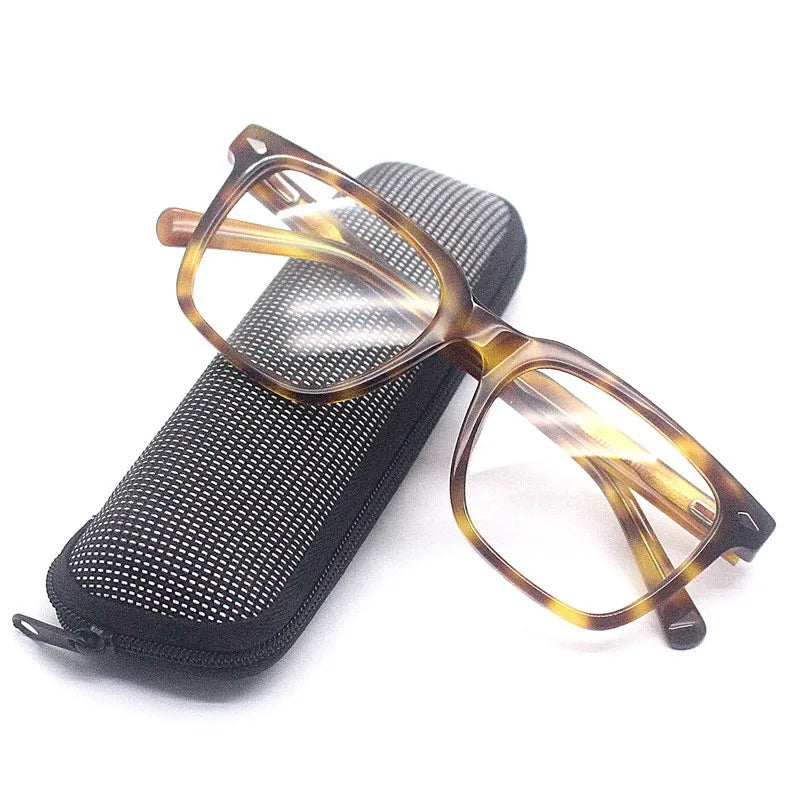 Cubojue Unisex Full Rim Square Acetate Reading Glasses Xh0011