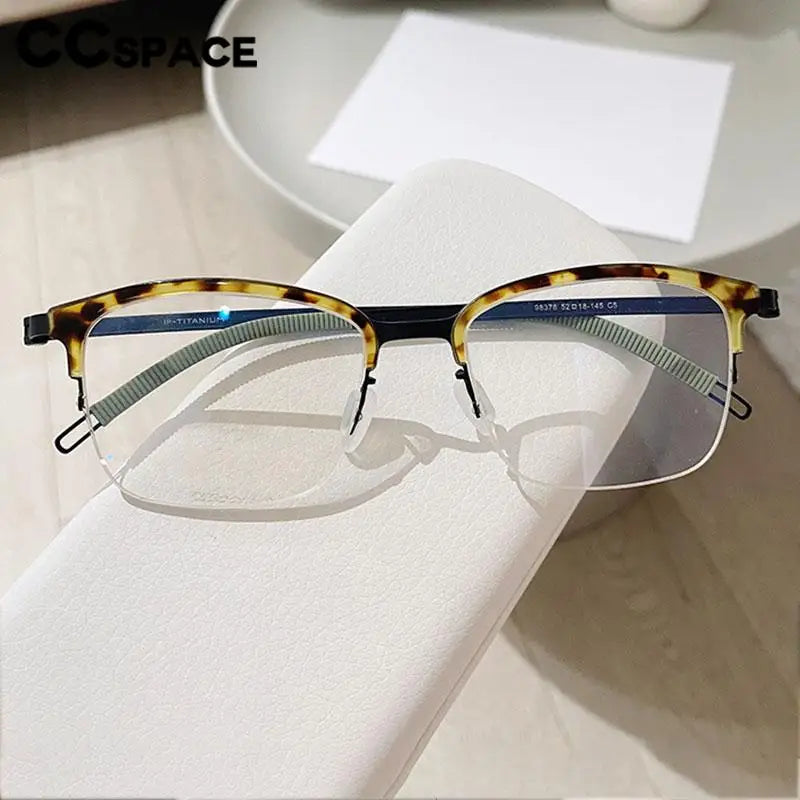 CCSpace Unisex Semi Rim Square Tr 90 Titanium Eyeglasses 57175