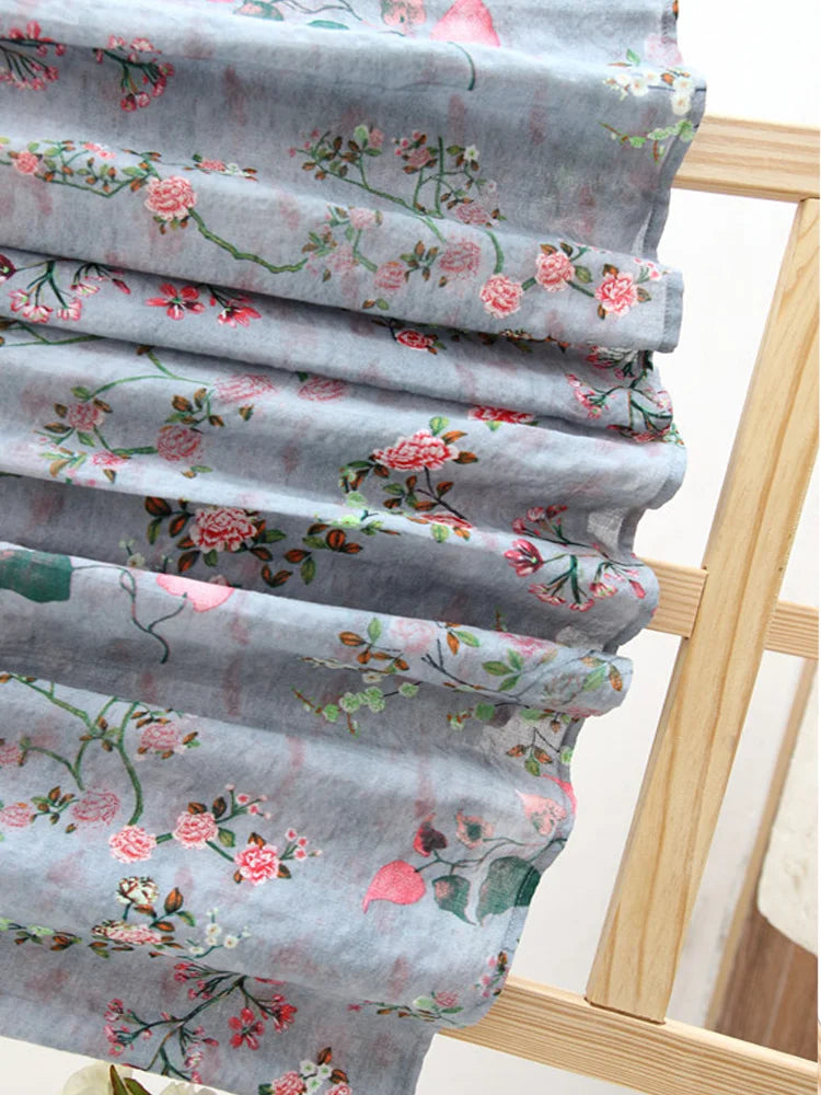 Qooth Spring Summer Women High-waisted Floral Printed Skirts Women Casual Eleqant Mid-length Vintage Skirt QT1711