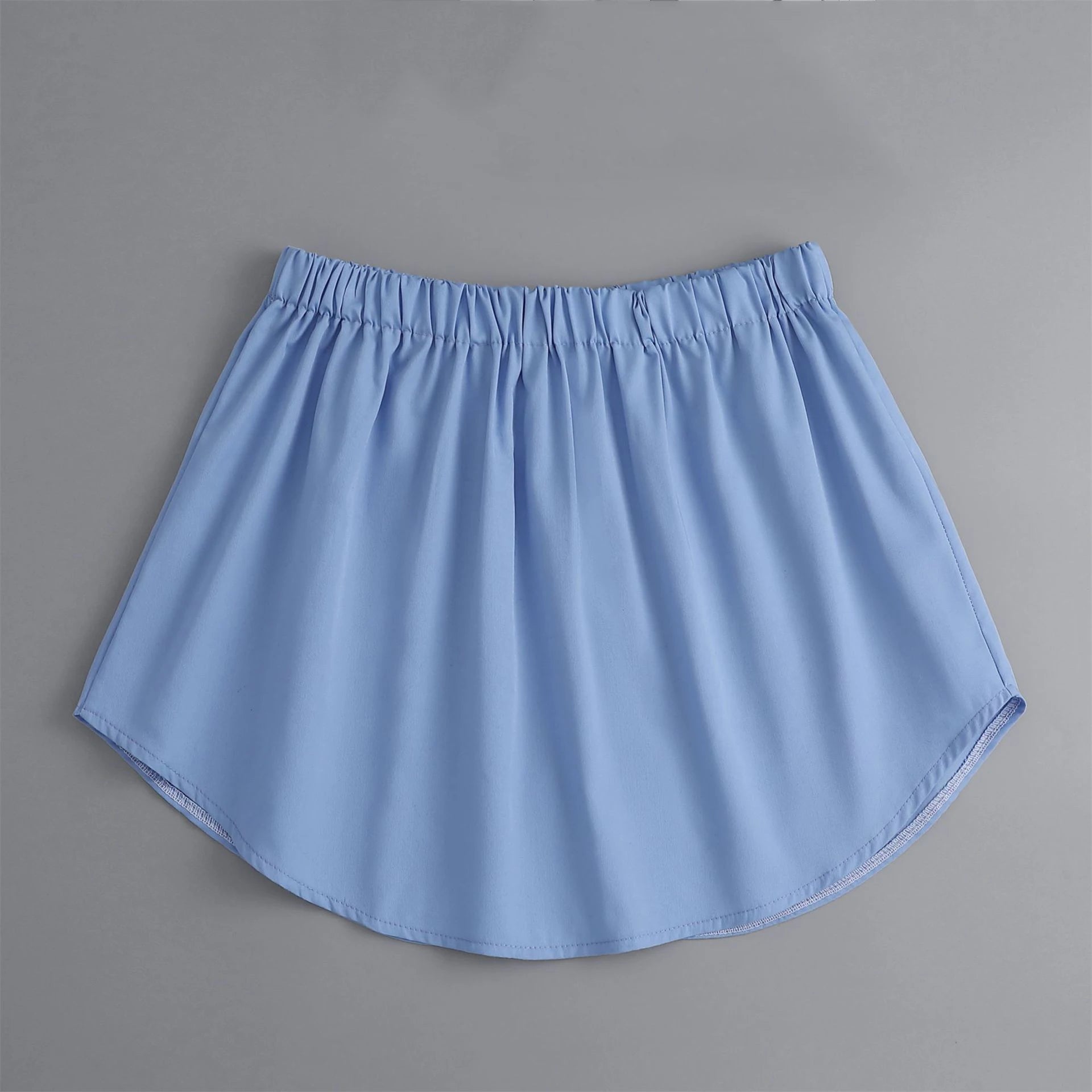 Women Blue Detachable Underskirt Shirt Extenders Layering Irregular Fake Top Blouse Tail Hem Elastic Waist Adjustable Mini Skirt