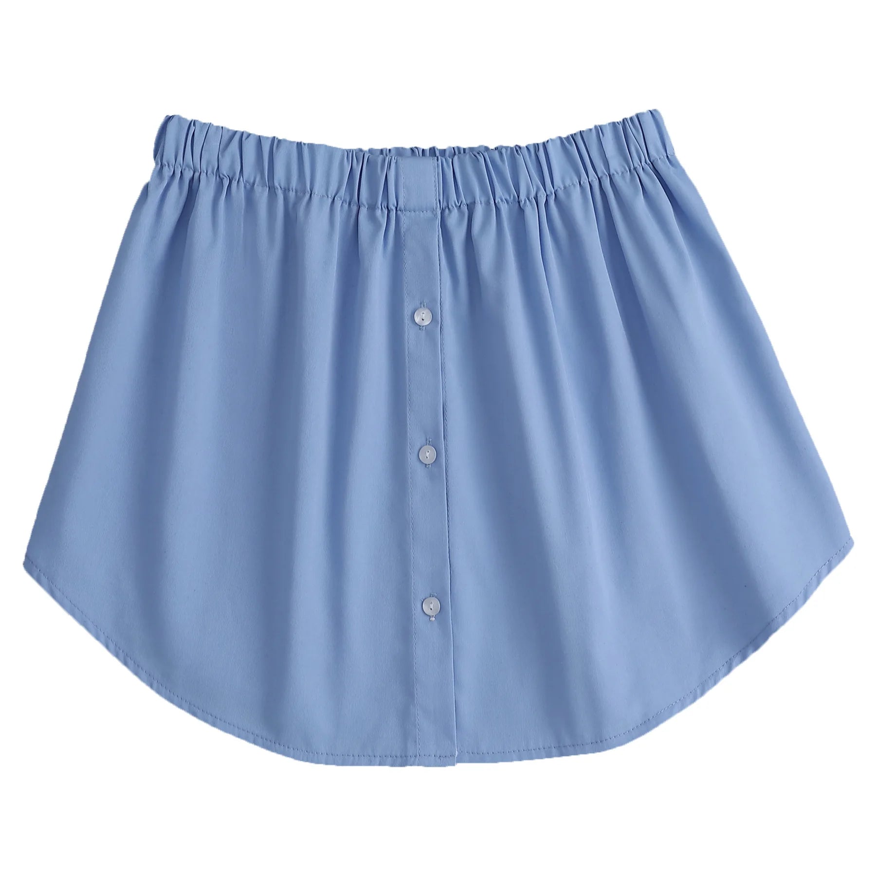 Women Blue Detachable Underskirt Shirt Extenders Layering Irregular Fake Top Blouse Tail Hem Elastic Waist Adjustable Mini Skirt