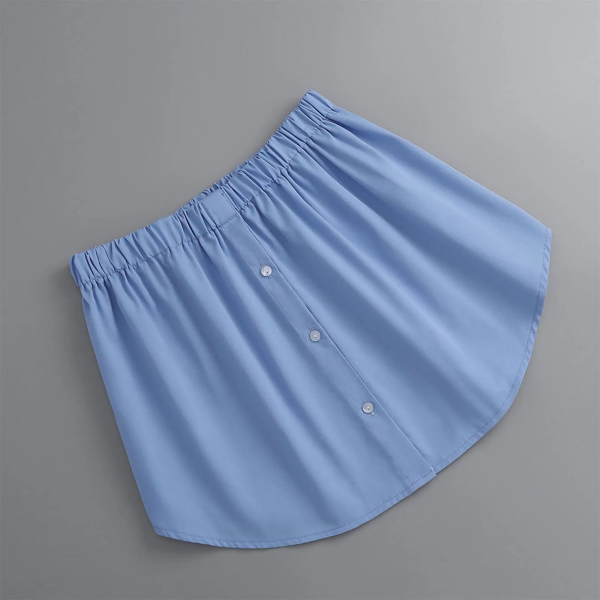Women Blue Detachable Underskirt Shirt Extenders Layering Irregular Fake Top Blouse Tail Hem Elastic Waist Adjustable Mini Skirt