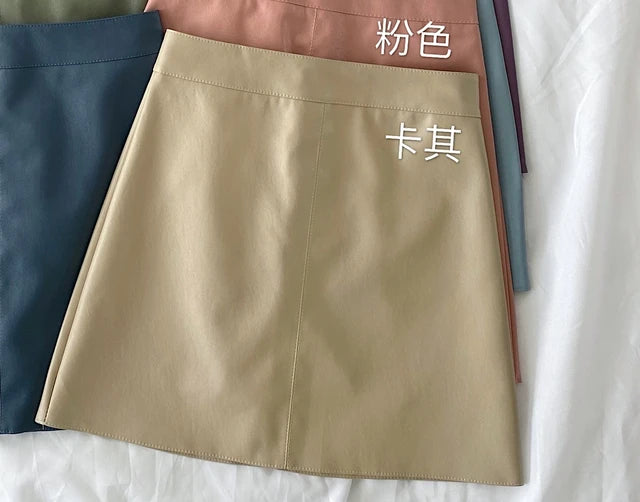 Women's Leather Skirt A-line Female Skirts Small Early Autumn New Korean Version of The High Waist Wild Package Hip midi skirt