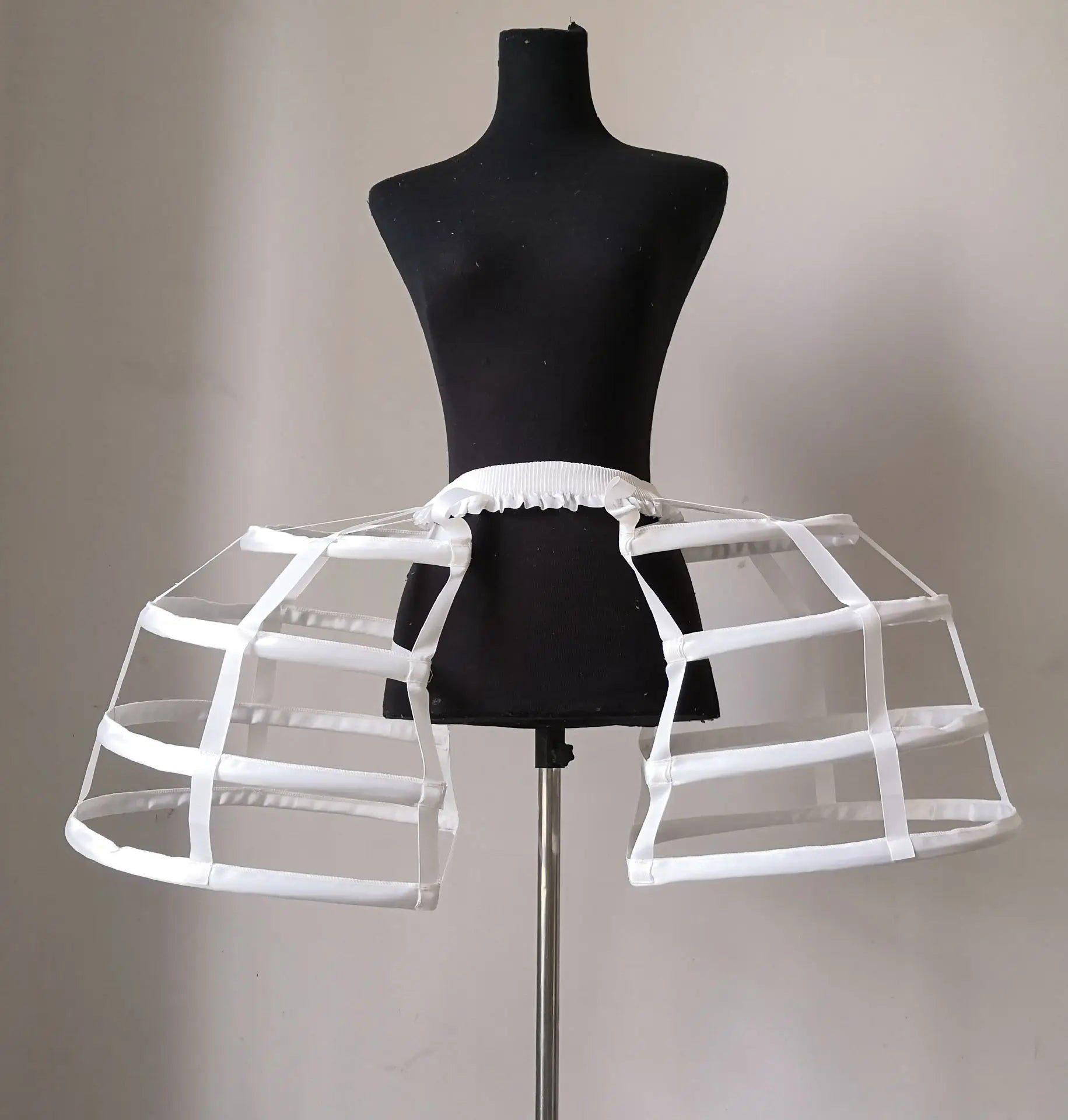 Women's Crinoline Bustle Cage Pannier Hoop Skirt Back/White Petticoat Skirt Victorian Vintage Underskirt