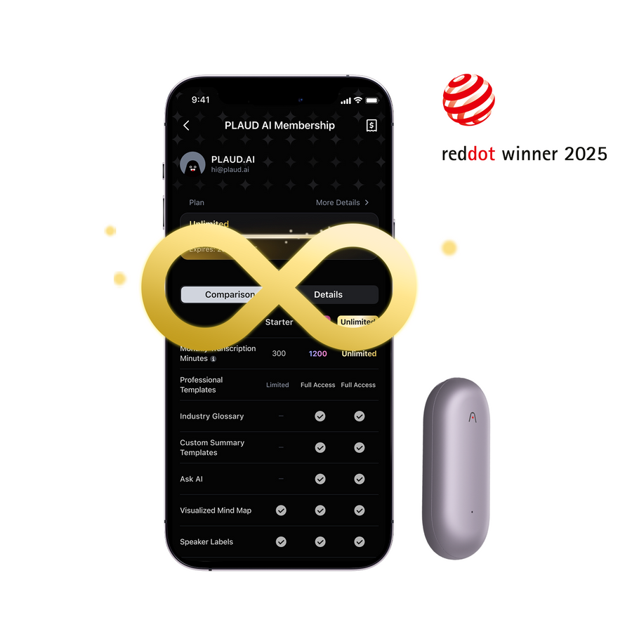 PLAUD NotePin & AI Annual Unlimited Plan
