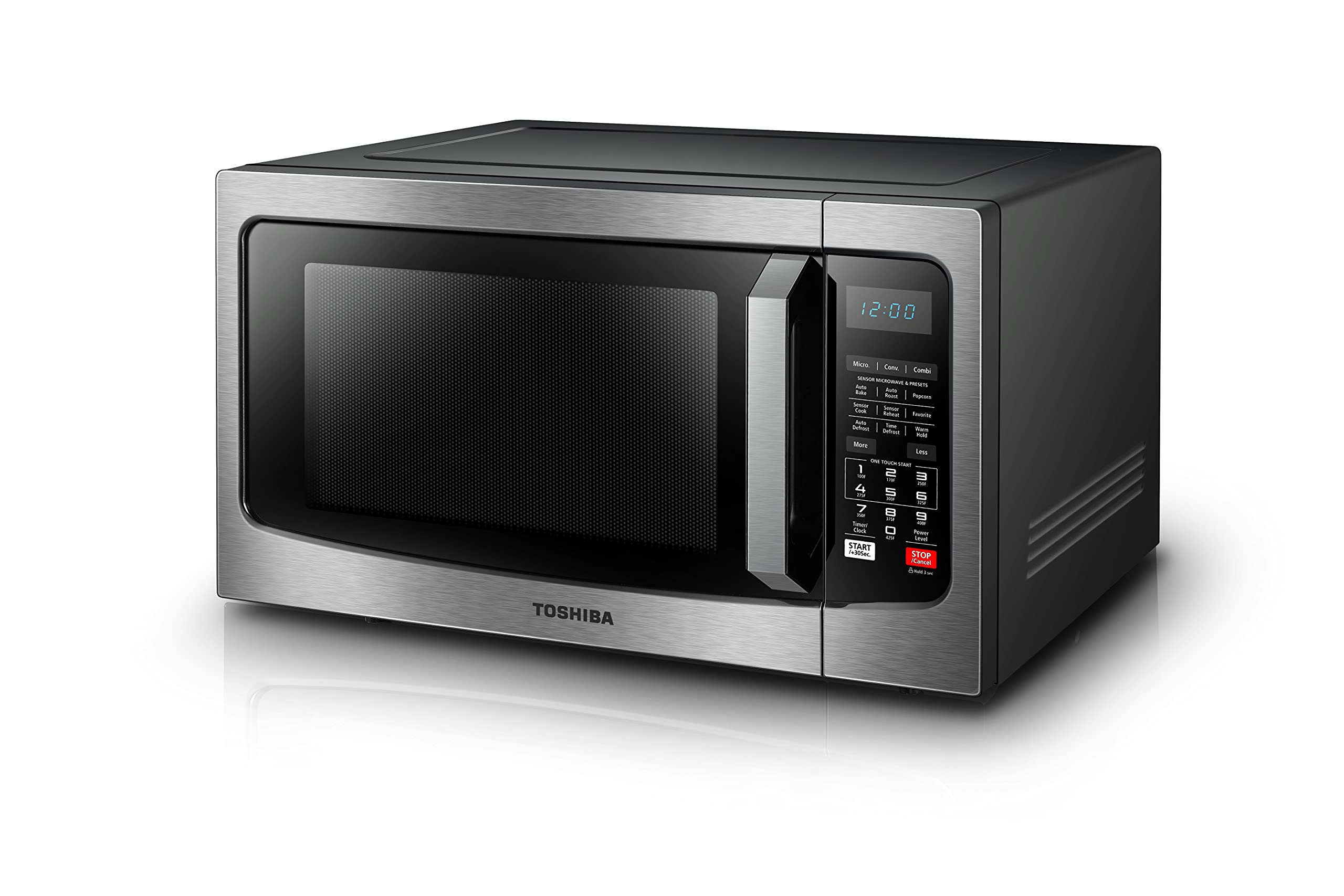 Toshiba EC042A5C-SS Microwave Oven with Convection Function, Smart Sensor, Easy-to-clean Stainless Steel Interior and ECO Mode, 1.5 Cu Ft