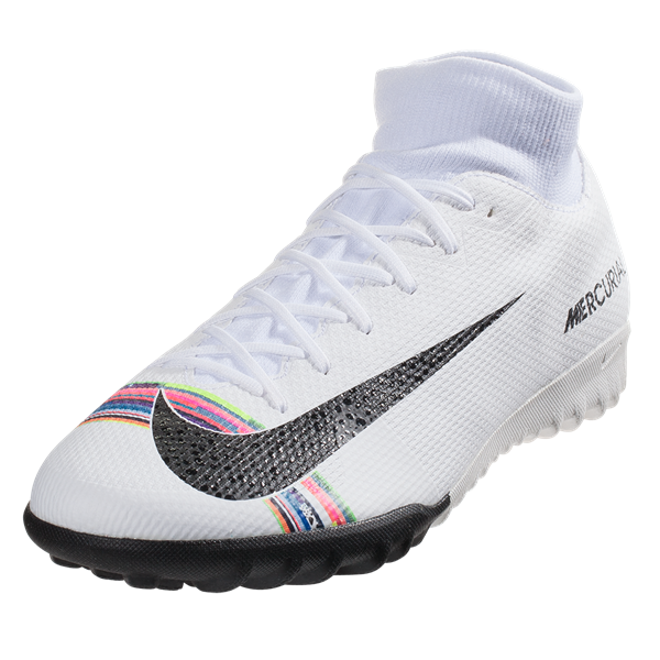 Nike SuperflyX Academy LVL Up TF Turf Soccer Shoes (White/Multi Color)