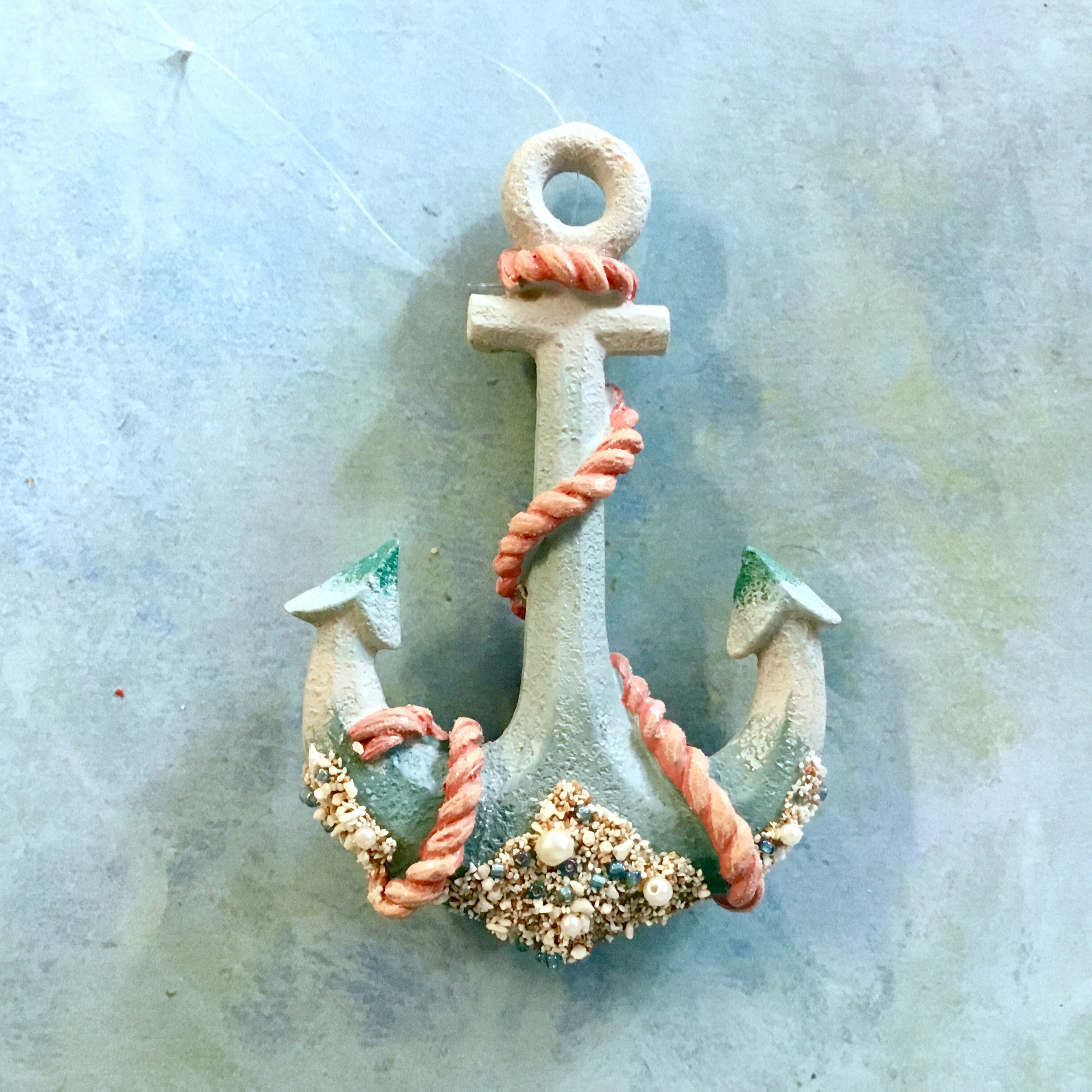 Pearl Anchor Rope Ornament