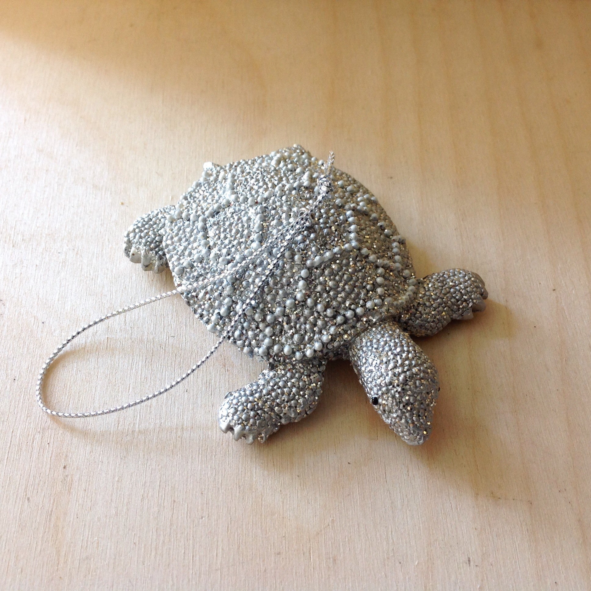 Silver Shimmer Turtle Ornament