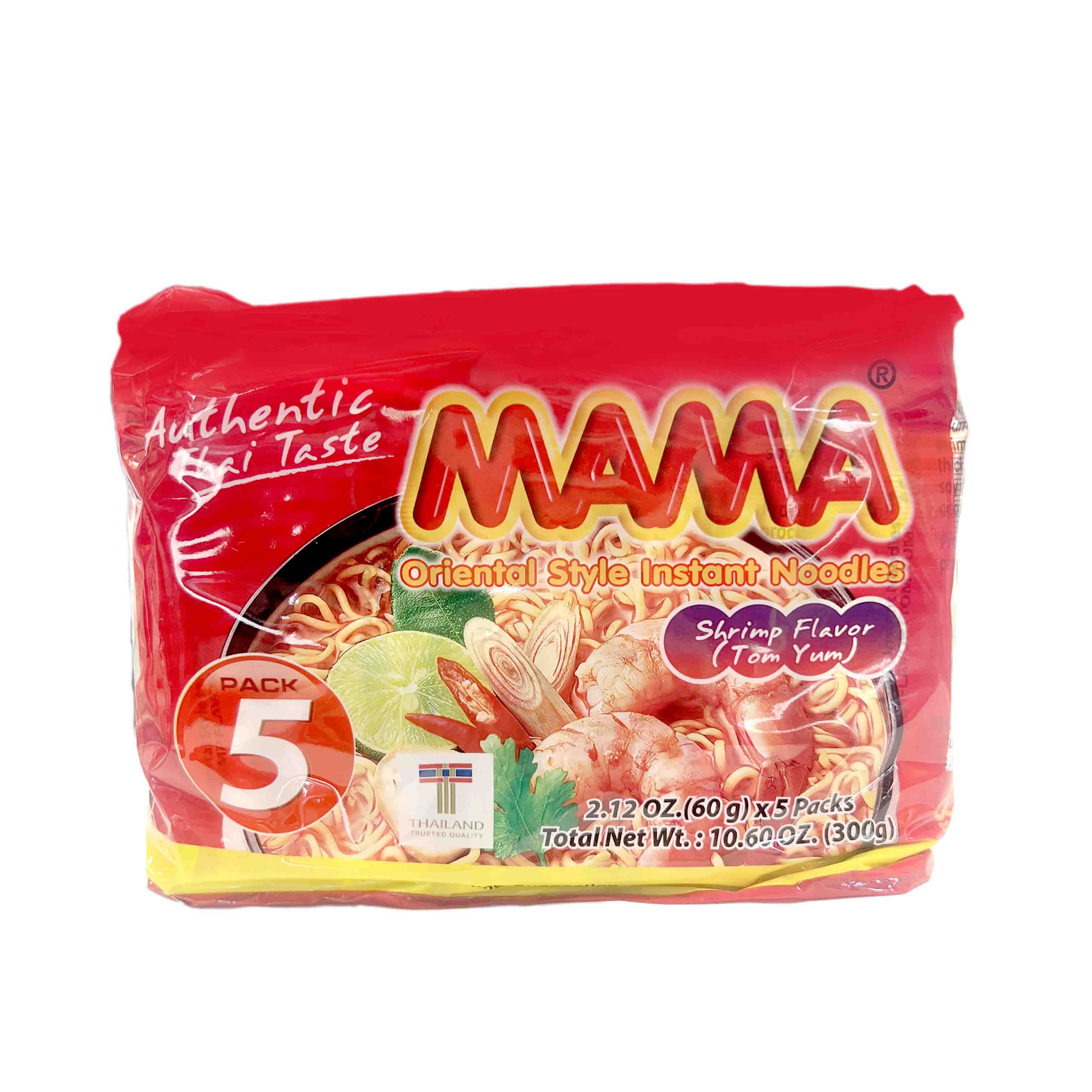 MAMA Oriental Style Instant Noodles Shrimp Flavor Tom Yum 5-PACK 10.60 Oz (300 g)