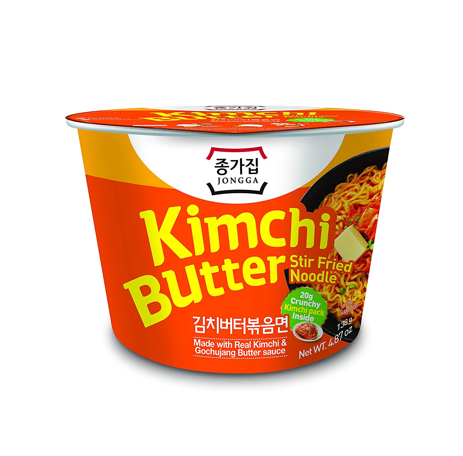 Jongga Kimchi Butter Stir Fried Noodles,  4.87 oz (138g)