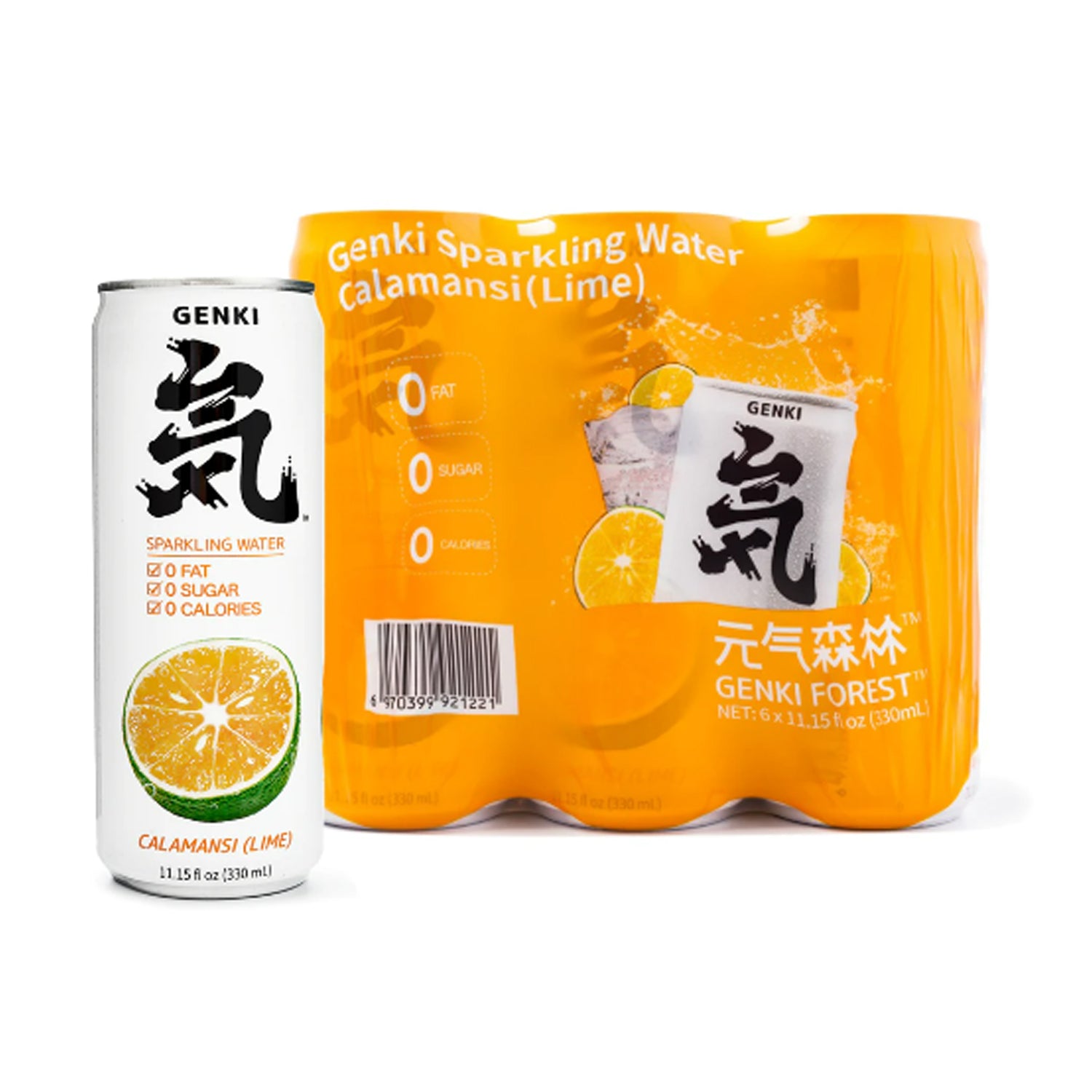 Genki Forest Sparkling Water Calamansi Lime Flavor 6-PACK 6 X 11.15 FL Oz (330 mL)