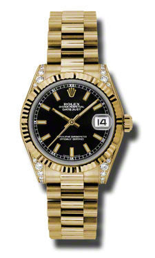 Rolex - Datejust 31mm - Gold President Yellow Gold - Fluted Bezel - Diamond Case